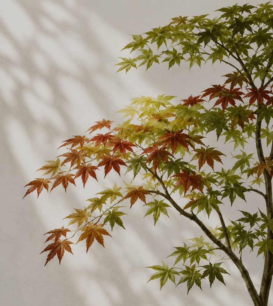 紅葉するもみじの枝